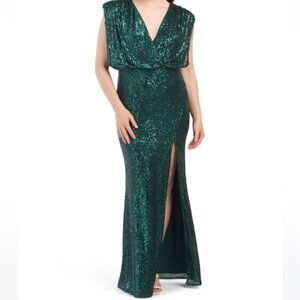 BCBG MaxAzria Green Sequin Dress, Botanical
